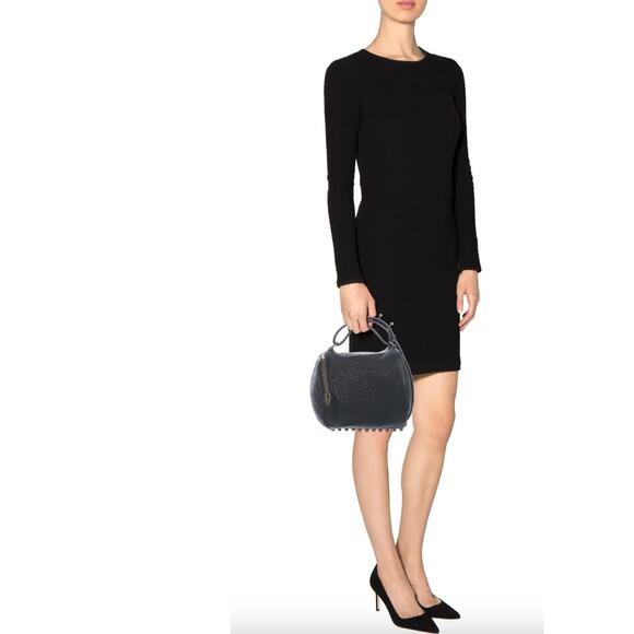 Alexander Wang Angela Handbag Black Dumbo Pebbled Leather Gold Studs Pochette - Picture 9 of 9